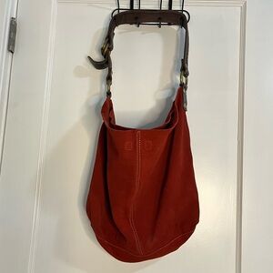 vintage lucky brand suede hobo bag